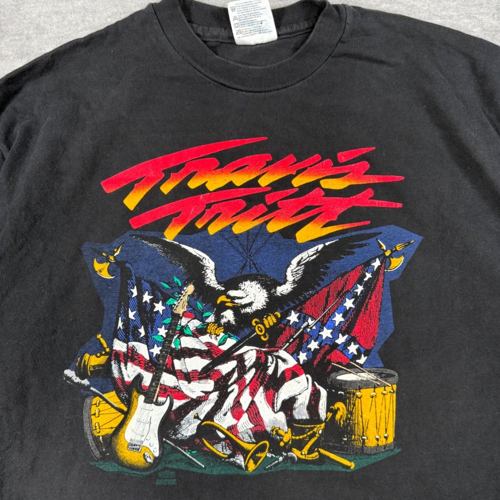 Travis Tritt Shirt Mens Large Black Vintage 90s Country Music Flag Eagle Band - Picture 2 of 8